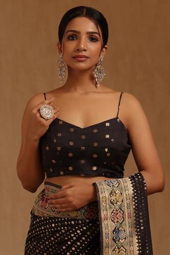 Soch Womens Black Silk Blend Zari Woven Saree With Zari Woven