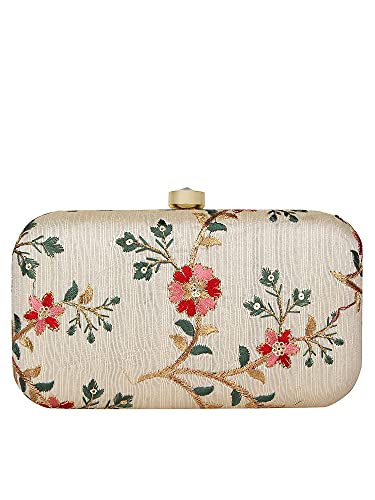 REGMESS Tulle Embroidered Faux Silk Clutch