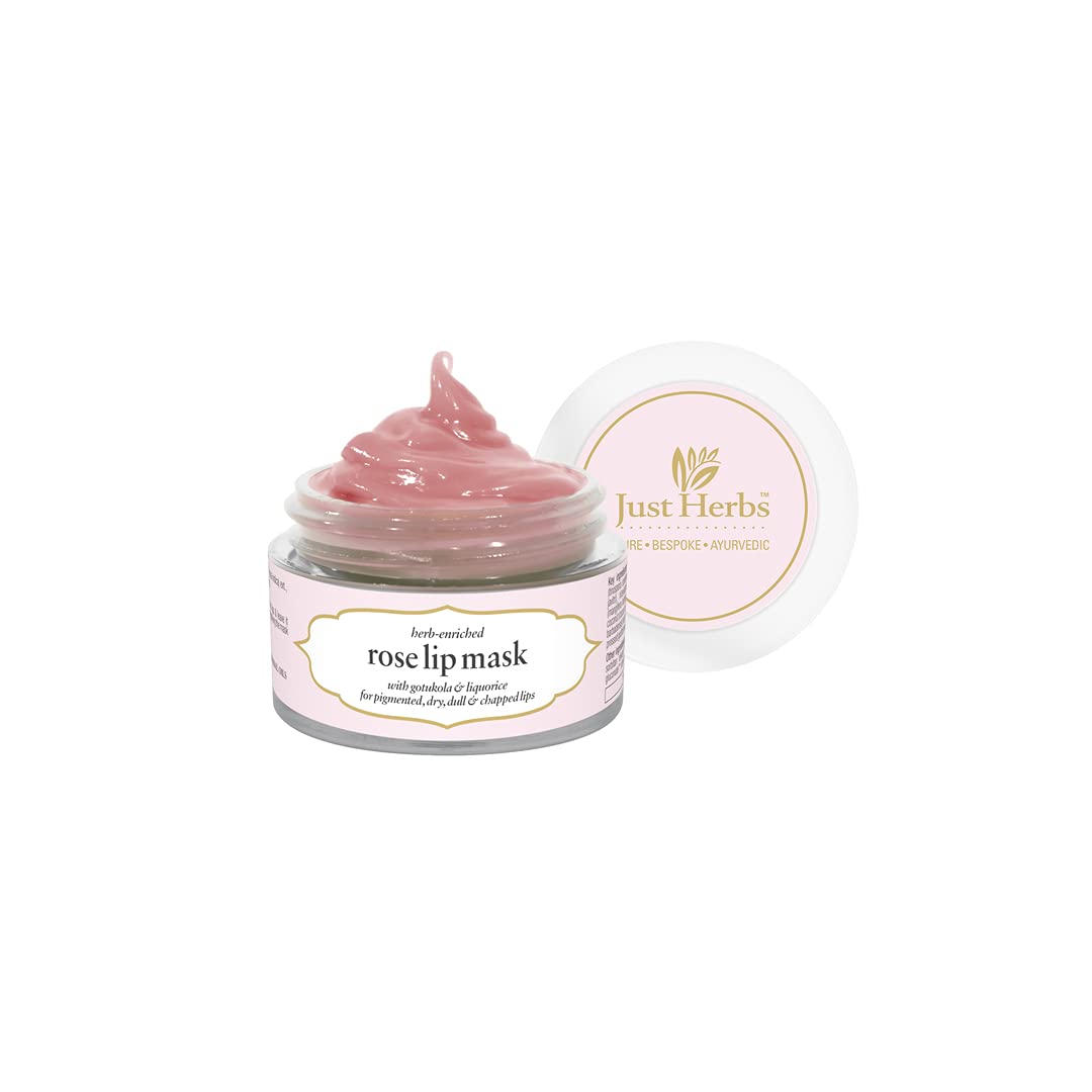 Just Herbs Ayurvedic Rose Lip Mask, Balm For Dark, Dry & Pigmented Lips - Vegan Lip Mask For Men & Women 15gm