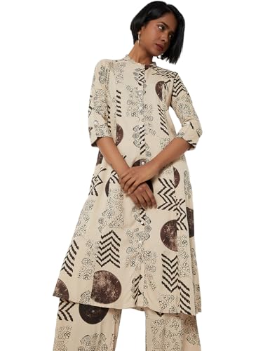 Max Women Printed Straight Kurta Set (White_S)