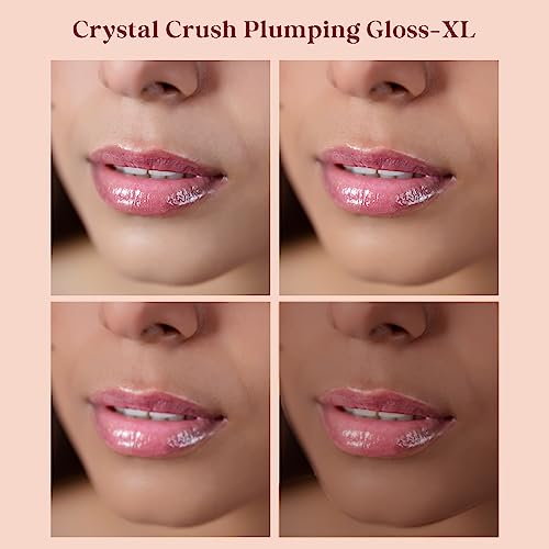 Typsy Beauty Crystal Crush Plumping Lip Gloss XL I Peach Moonstone | High Shine Shimmery Neutral Peach Gloss with Lip Plumping Effect, Infused with Peptides & Botanical Extracts | Vegan | 7ml