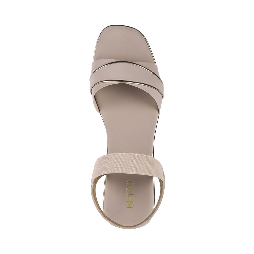 Metro Women Beige Wedge Heel Comfort Fashion Backstrap Sandal UK/6 EU/39 (34-313)