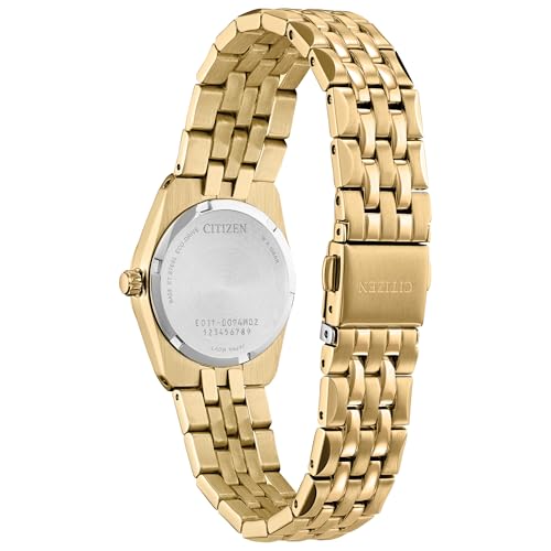 Citizen Ladies Eco-Drive Dress Classic Corso Watch, Diamond-Accented Bezel, Black Dial (Model: EW2712-55E), Gold-Tone, 6 1/4 inches, Modern, Gold-Tone, 6 1/4 inches, Modern