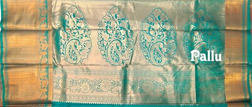 VFCollections Women's Traditional Handloom Kanchipuram Silk Pure Pattu Sarees | Rich Zari Woven Design | Unstitched Blouse (VFC484-1)