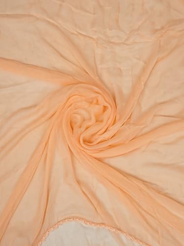 Ada Hand Embroidered Lucknowi Chikankari Unstitched Cotton Dress Material Suit Piece with Dupatta for Women 01A886787 Peach