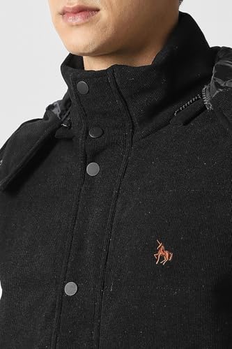 Men Black Solid Casual Jacket