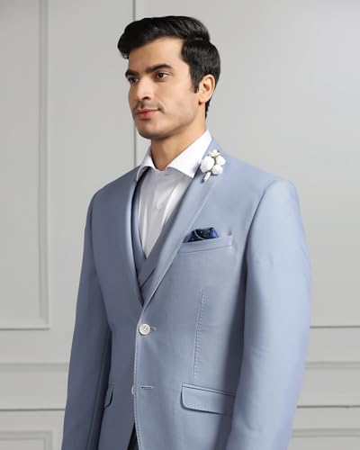 blackberrys 3 Piece Slim FIT Solid Suits Light Blue