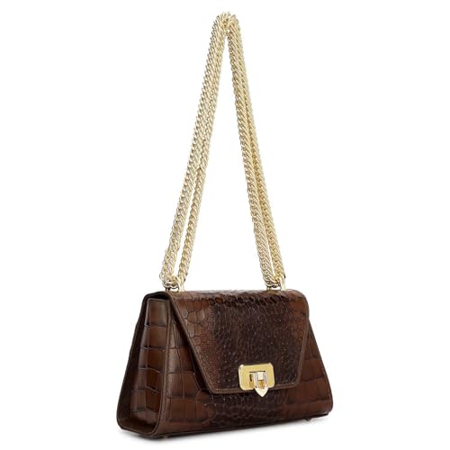 Da Milano Leather Satchel Bag for Women - Brown (00964S-OL)
