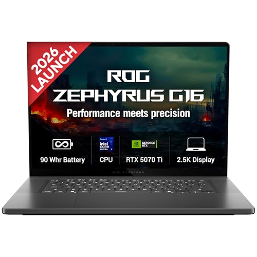 ASUS ROG Zephyrus G16 (2026),Intel Core Ultra 9 386H (Series 3),RTX 5070 Ti-12GB,32GB RAM,2TB SSD,OLED,16"(40 cm),240Hz,Win 11,M365 Basic(1Y),Office 24,Gray,1.9 Kg,GU606AR-TB039WS,Gaming Laptop