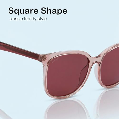 PERKEY Square Pink UV Protected Polarized Stylish Goggles Men Women - PRKY008-C3