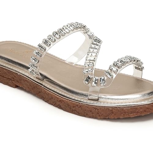 Marc Loire Women Embellished Ethnic Flats | Slip-On Open Toe Chappals | Fashion Sandals with Comfortable Sole (Gold, UK Footwear Size System, Adult, Women, Numeric, Medium, 7)