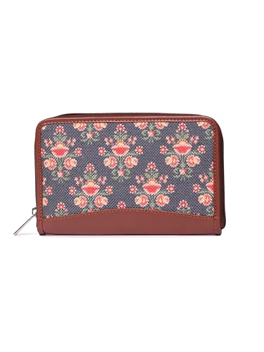 ZOUK Women's Handmade Vegan Leather Wallet with Indian Print - Multicolour