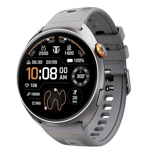 Titan Celestor 2.0 Smartwatch with 1.43" inch AMOLED Display, Dual Band GPS, ABC, Offline Maps, 5 ATM, Training Load & Readiness, Running Courses, Offline Music, TitanQ, Hybrid Strap - Star Dust