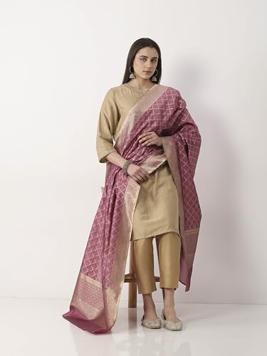 BIBA Women Onion Pink Art Silk Dupatta_FREE SIZE