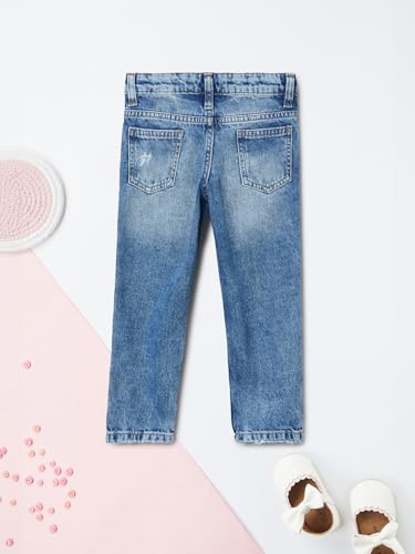 Max Girls Washed Distressed Jeans (Blue_2-3 Y)
