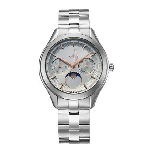 Xylys Amaris with Multifunction with Moon Phase Quartz Blue Dial Silver Stainless Steel Strap Watch for Women - 45017SM02E