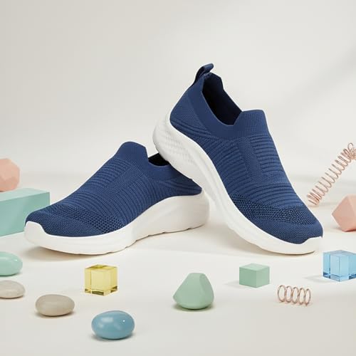 TRASE Walking Shoes for Women | Breathable & Comfortable Knitted Upper | Lightweight, Washable and Flexible Ladies Footwear (Teal-Blue, 5 UK)