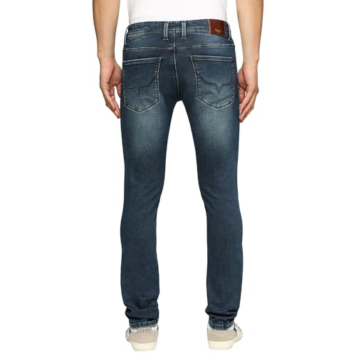 Pepe Jeans Men's Mid Rise Slim Fit Jeans, Blue, 36