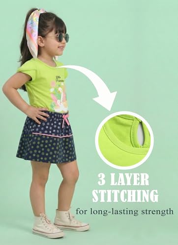 MI Kidz Girls Pure Cotton Top & Skirt Set - Pack of 3