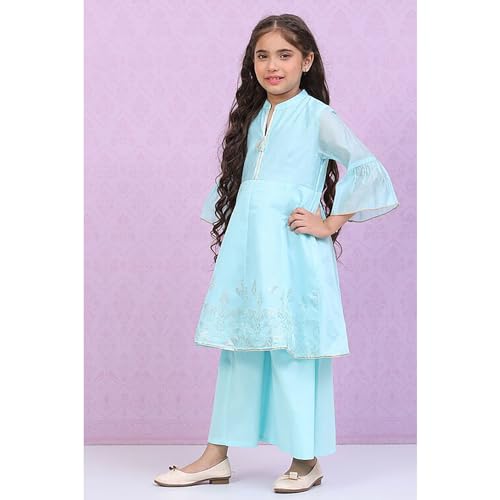 Biba Girls Polyester Kalidar Printed Suit Set(KW5020E_5_Blue)