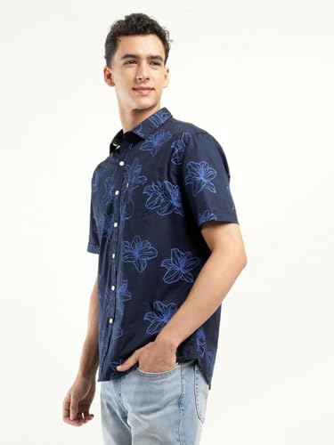 Levi's Men Cotton Fitted Shirt (32908-0346_Standard Navy, Large