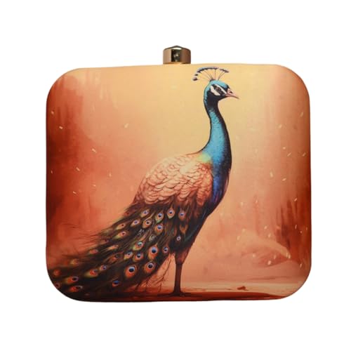 Artklim Multicolor Peacock Printed Clutch