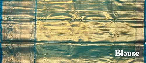 VFCollections Women's Traditional Handloom Kanchipuram Silk Pure Pattu Sarees | Rich Zari Woven Design | Bridal Saree | Unstitched Blouse (VFC670-1)