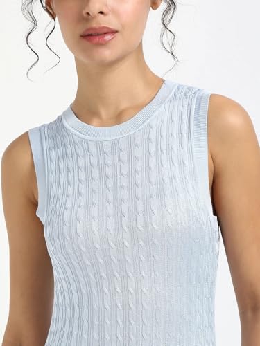 Tommy Hilfiger Viscose Round Neck Bodycon Dress Breezy Blue