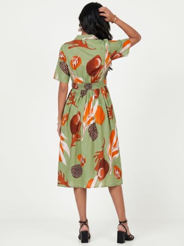 Max Women Printed Midi Dress (Multicolour_XS)