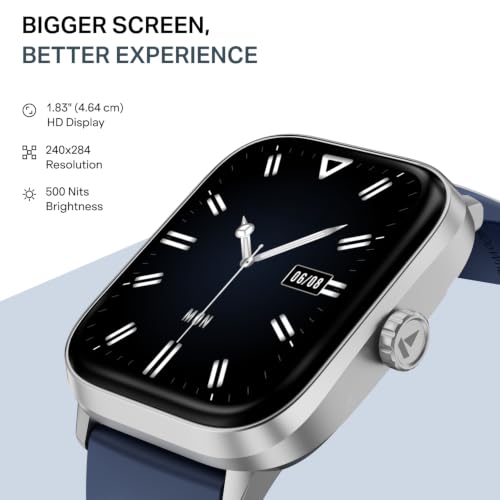 boAt Storm Blaze Smartwatch in Premium Metal Finish with Advanced BT Calling, Functional Crown, 1.83'' (4.64 cm) HD Display, IP68 Waterproof, HR, Sleep, Stress & SPO₂ Tracking, SOS (Deep Blue)
