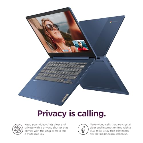 Lenovo Chromebook 14 Laptop (14" FHD Touchscreen, 8-Core 2.0GHz Processor, 4GB RAM, 128GB (64GB eMMC + 64GB SD Card)) Anti-Glare, Webcam, 13-Hr Long Battery Life, IST HUB, Chrome OS w/Google AI