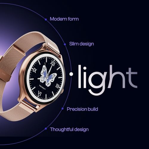 Fire-Boltt Phoenix Air Smart Watch 1.26” Round Display, Rotating Button, Wireless Charging, Ultra Lightweight Metal Body, Bluetooth Calling, Smartwatch with Silicone & Mesh Steel Straps Rose Metal