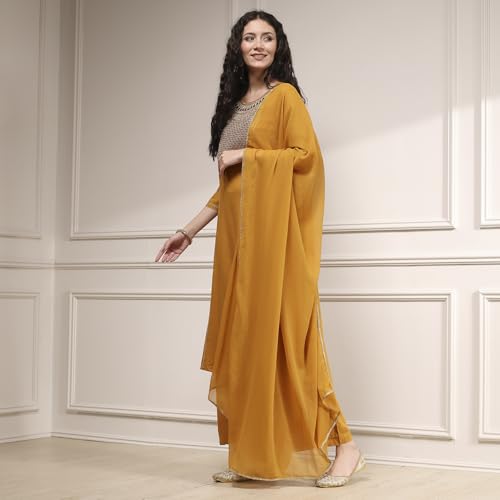 Biba Women's Rayon Kurta, Bottom, Dupatta (SKDMRIGL31307AW25MUST