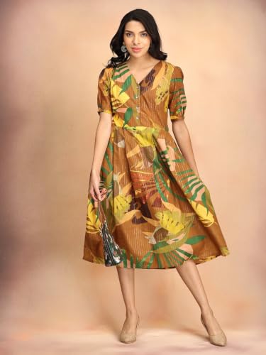 The Mom Store Clay Canvas Women's Cotton Lurex A-Line Dress