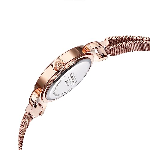 Giordano Analog Stylish Watch for Women with Mesh Metal Strap, 3 Hand Mechanism and Roman Numerals