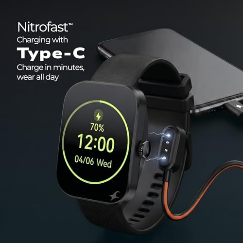 Fastrack Revoltt FS3 Smartwatch with 2.01” TFT Display,Push Button Interactions, HRM, SpO2, Sleep, Multiple Menu Style, Rotary Crown, IP68, BT Calling, 24/7 Health Suite, Alarm, Stopwatch - Dark Blue