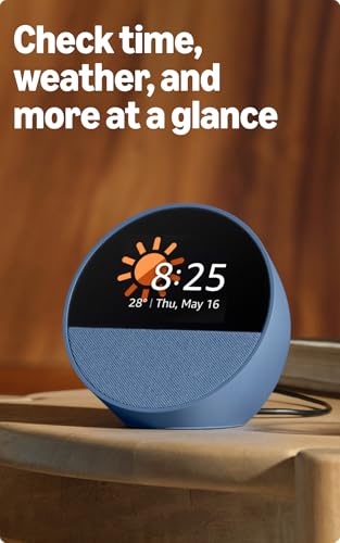 Amazon Echo Spot (latest model), Smart alarm clock with vibrant sound, Alexa and Bluetooth | Black