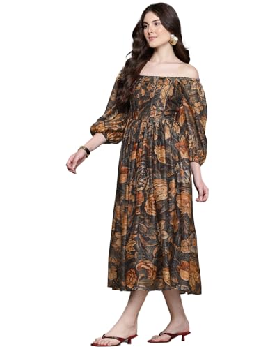 Label RITU KUMAR Square Neck Long Dress Multicolour