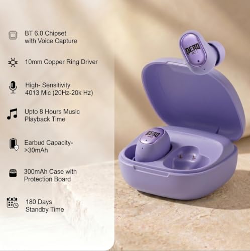 Aero Buds SE Premium Bluetooth 6.0 True Wireless (TWS) deep bass Technology (Purple)
