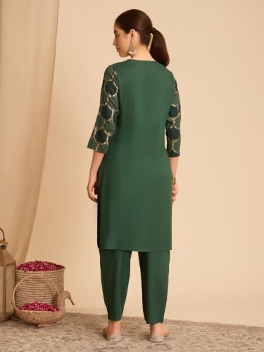 Rangriti Rayon Printed Straight Festive Kurta With Salwar And Dupatta