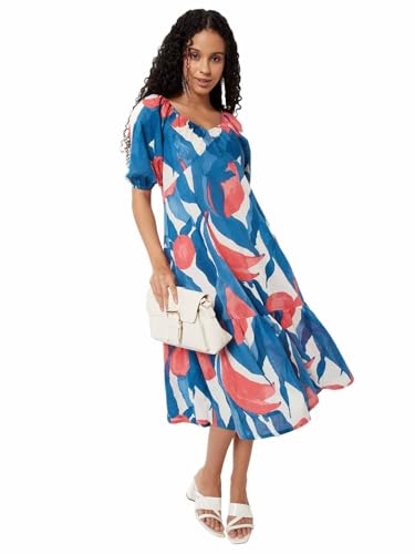 Max Women Printed A-line Dress (Multicolour_M)