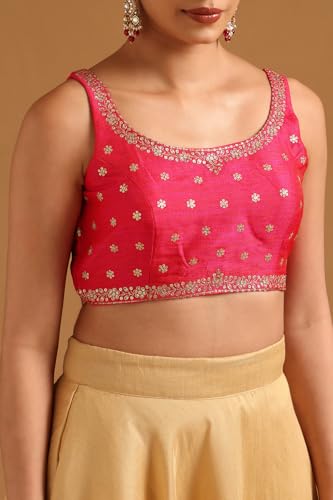 Soch Womens Fuchsia Tussar Embellished Blouse with Sequins