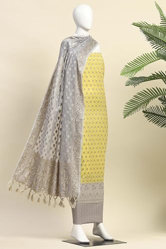 BIBA Women Mehandi Cotton Unstitched Suit Set_FREE SIZE