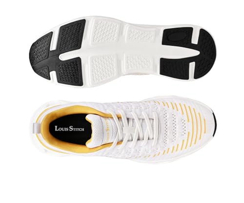 LOUIS STITCH Men’s Cosmic Yellow Lightweight Knitted Athleisure Sport Shoes | Casual Lace-Up Sneaker and Athleisure Wear | Perfect for Casual, Gym & Travel Wear | LS-AT-RFKN | UK-8