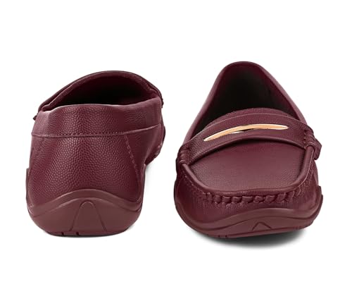 LOUIS STITCH Women’s Premium Rosewood Slip-On Loafers | Elegant Solid Slip-On Comfort Shoes for Casual and Formal Wear | Slip-On Loafer Shoes for Women | LSLD-BLR-HS01 | UK-5