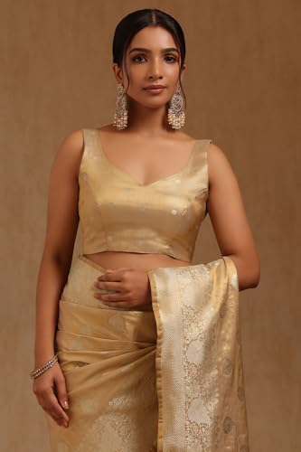Soch Womens Beige Soft Silk With Zari Woven Saree With Zari Woven