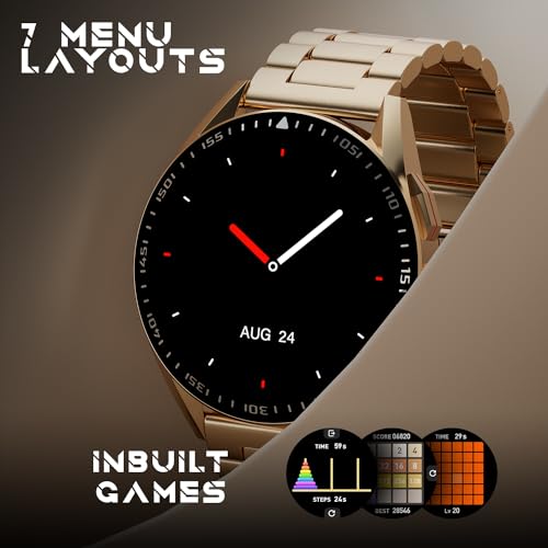 Fire-Boltt Invincible Plus 1.43" AMOLED Display Smartwatch with Bluetooth Calling, TWS Connection, 300+ Sports Modes, 110 in-Built Watch Faces, 4GB Storage & AI Voice Assistant (Rose Gold SS)