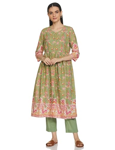 BIBA Women's Rayon Kurta Suit Set (SKDSKD8078ESS23GRN_Blue