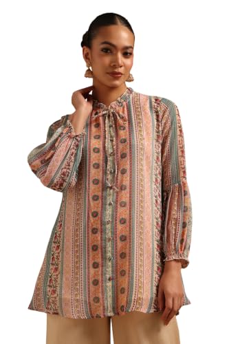 Soch Womens Green Chiffon Botanical Tunic