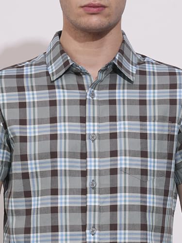 Being Human Brown Slim Fit Regular Collar Men's Shirt Clothing